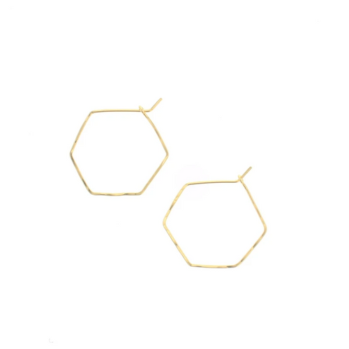 Small Gold Hexagon Hoops