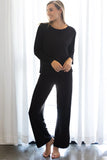 Gillian Piped Bamboo Pajama Pants in Black