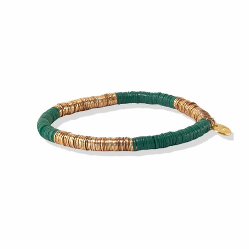 Grace Two Color Block Stretch Bracelet Emerald And Gold