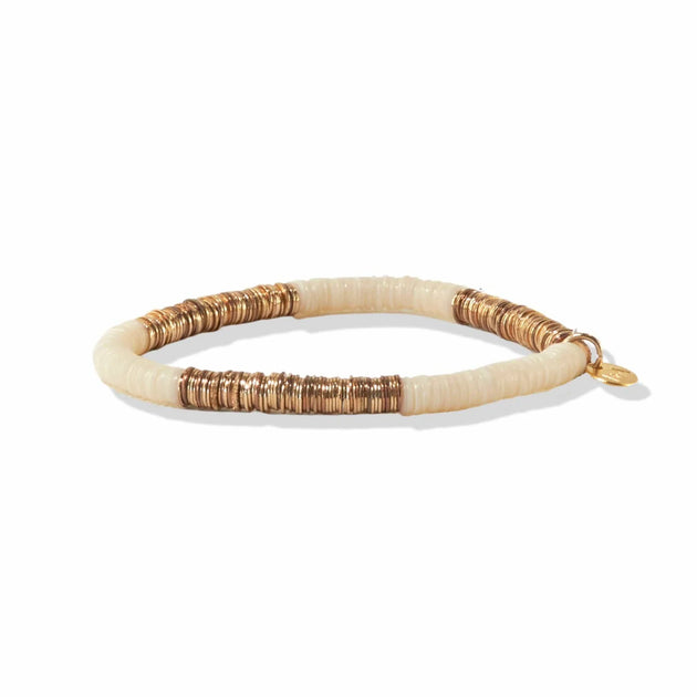 Grace Two Color Block Stretch Bracelet Cream And Gold