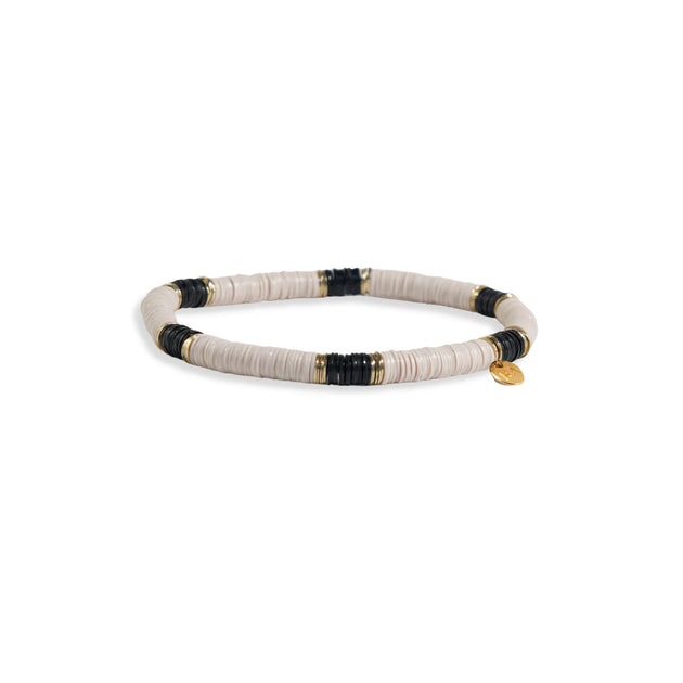 Grace Stripe On Cream Stretch Bracelet Black And White