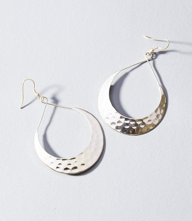 Lunar Crescent Earrings in Silver