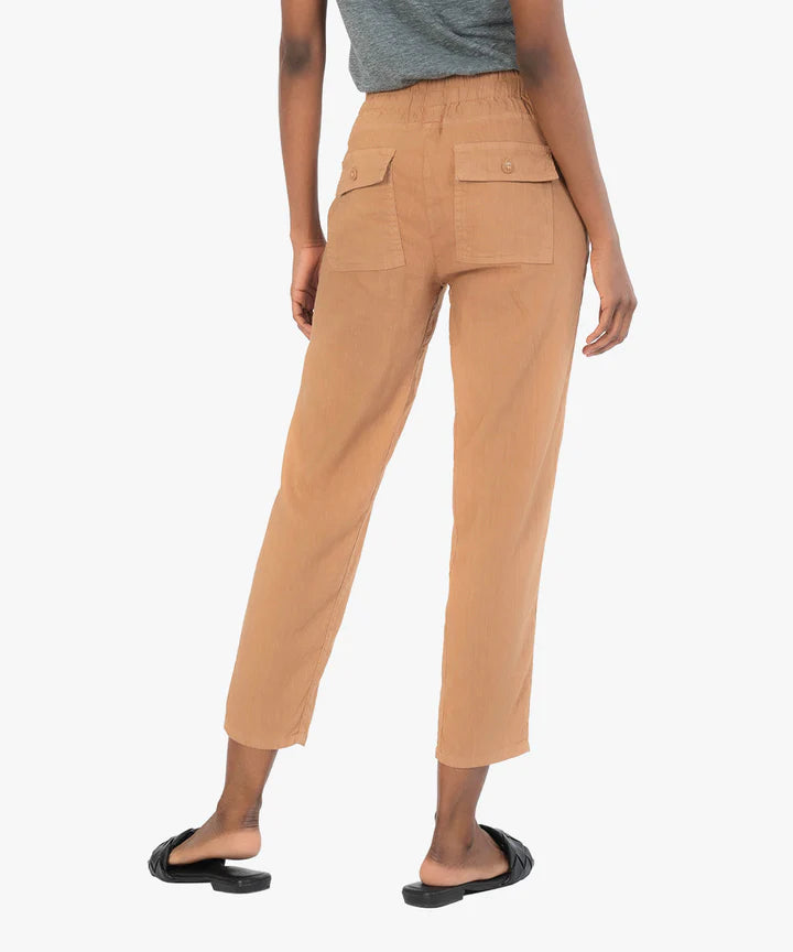 Sandra Smocked Drawcord Waist Pant with Pork Chop Pockets in Ginger