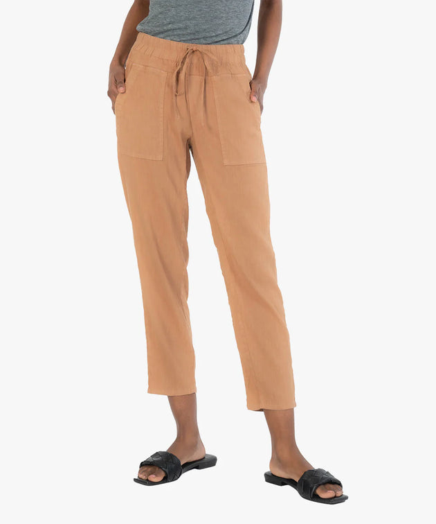 Sandra Smocked Drawcord Waist Pant with Pork Chop Pockets in Ginger