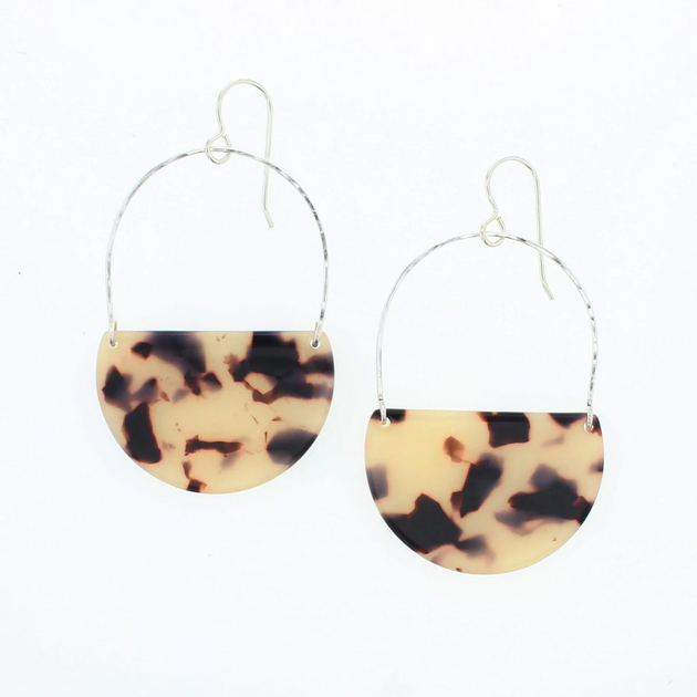 Ramona Earrings in Silver & Blonde Tortoise