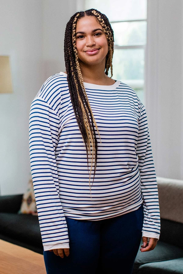 Navarre Bamboo Sailor Tee in Navy Newport Stripe