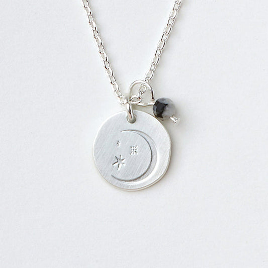 Intention Charm Necklace in Moonstone/Silver