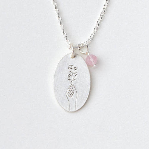 Intention Charm Necklace in Rose Quartz/Silver