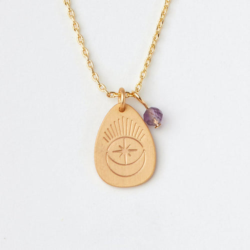 Intention Charm Necklace in Amethyst/Gold