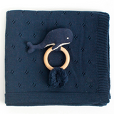 Organic Cotton Clover Knit Baby Gift Set in Navy