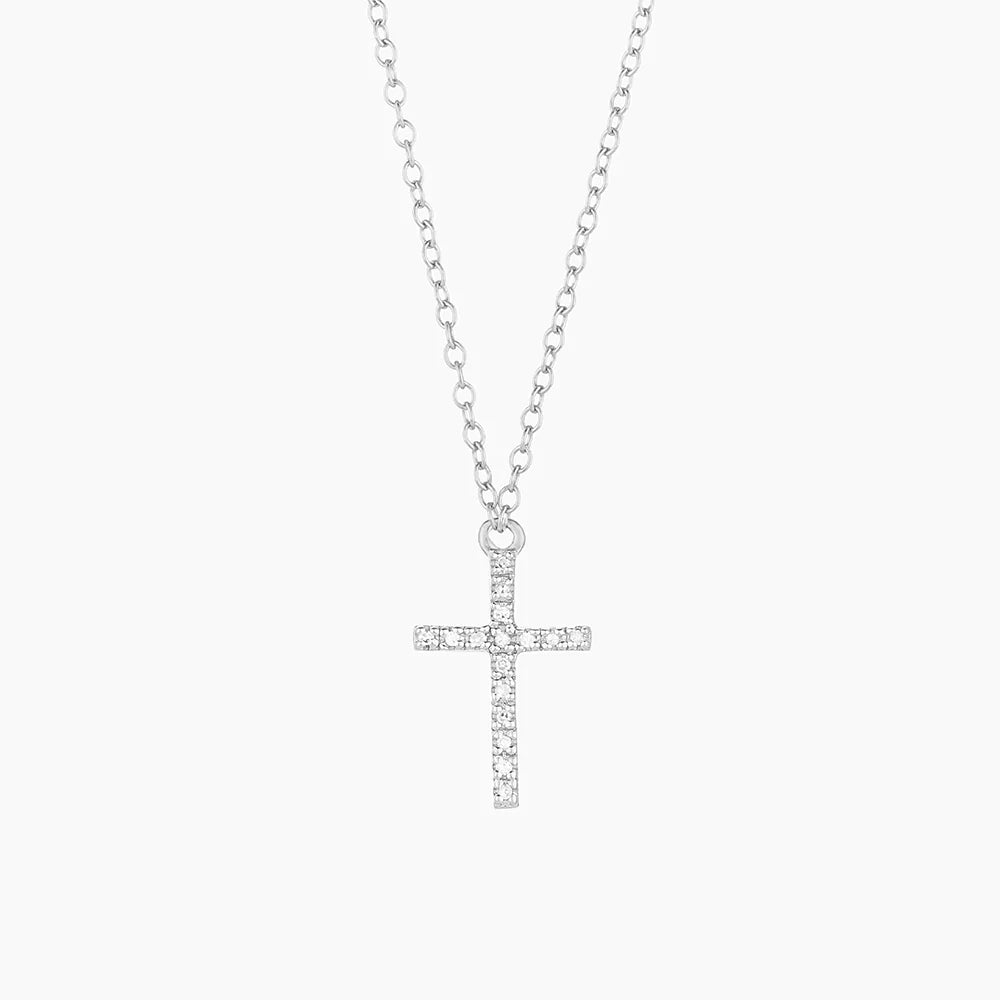 Believe Cross Pendant Necklace in Silver
