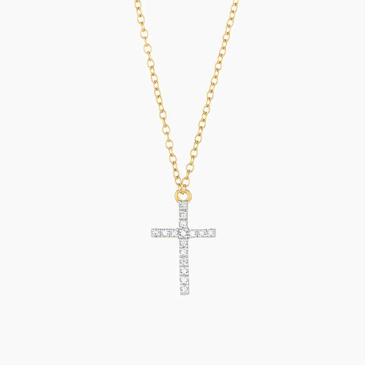 Believe Cross Pendant Necklace in Gold