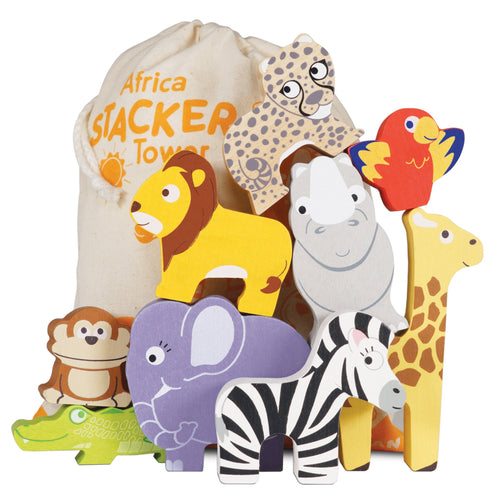 African Animals Wooden Toy Stacking Set