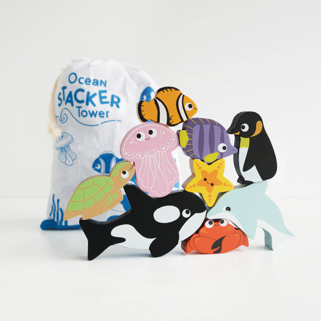 Ocean Animals Wooden Toy Stacking Set