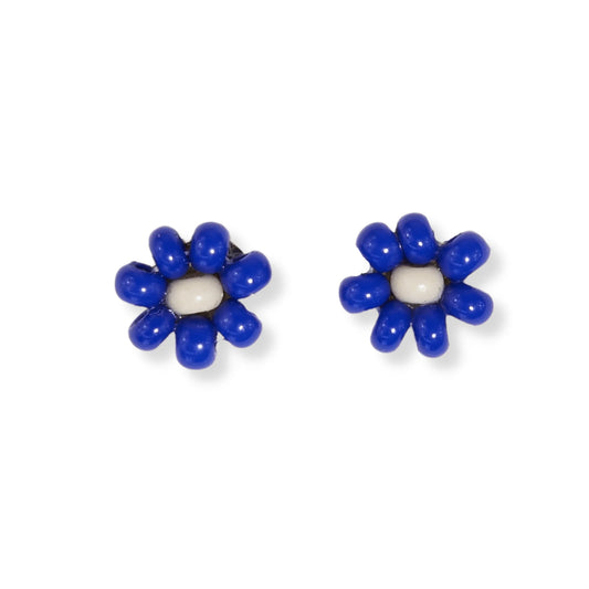 Tina Two Color Beaded Post Earrings in Lapis
