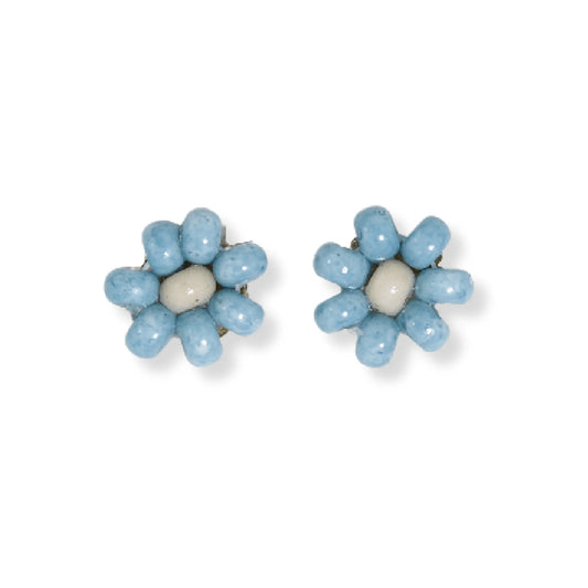 Tina Two Color Beaded Post Earrings in Light Blue
