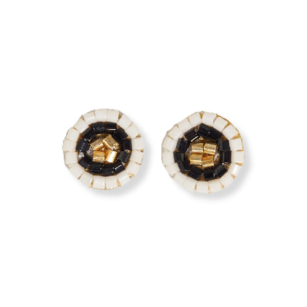 Rowan Circles Beaded Post Earrings in Black