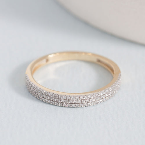 Triple Row Ring in Gold