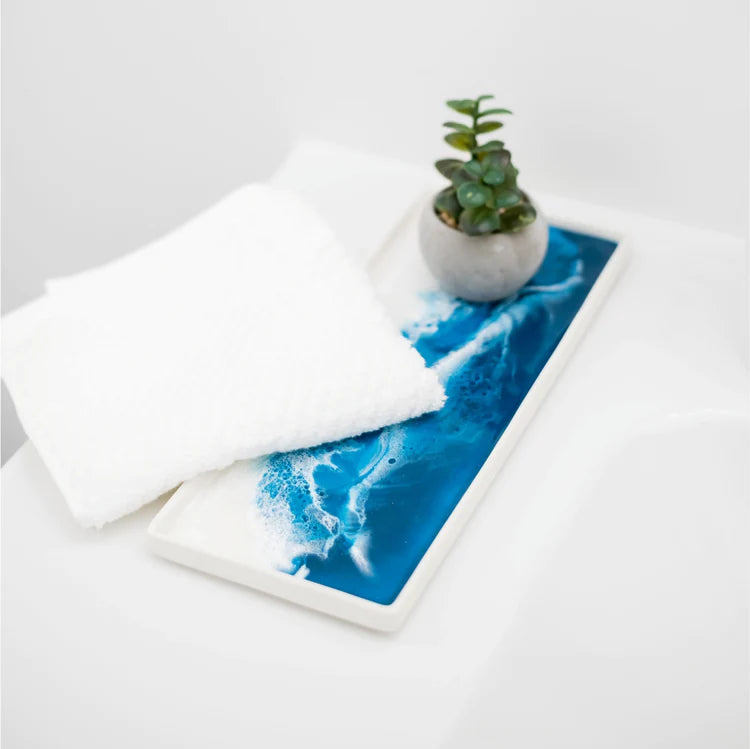 Large Ceramic Resin Tray in Ocean Vibes