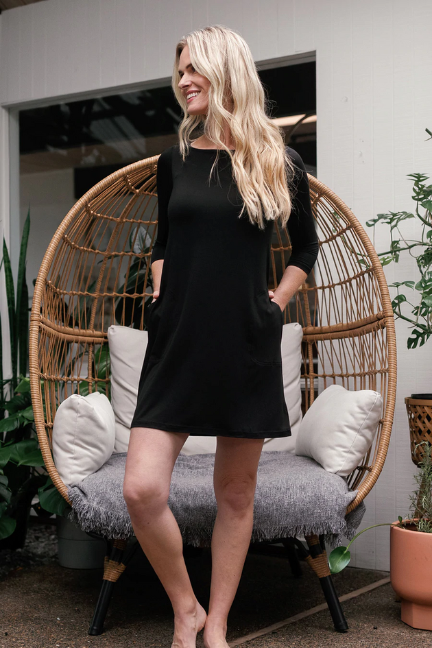 Rita Dress with Pockets in Black