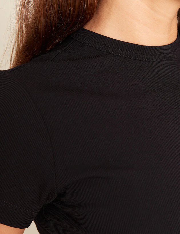 Ribbed Crew Neck T-Shirt in Black