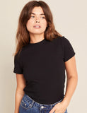 Ribbed Crew Neck T-Shirt in Black