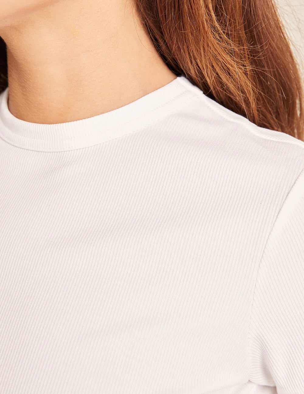 Ribbed Crew Neck T-Shirt in White
