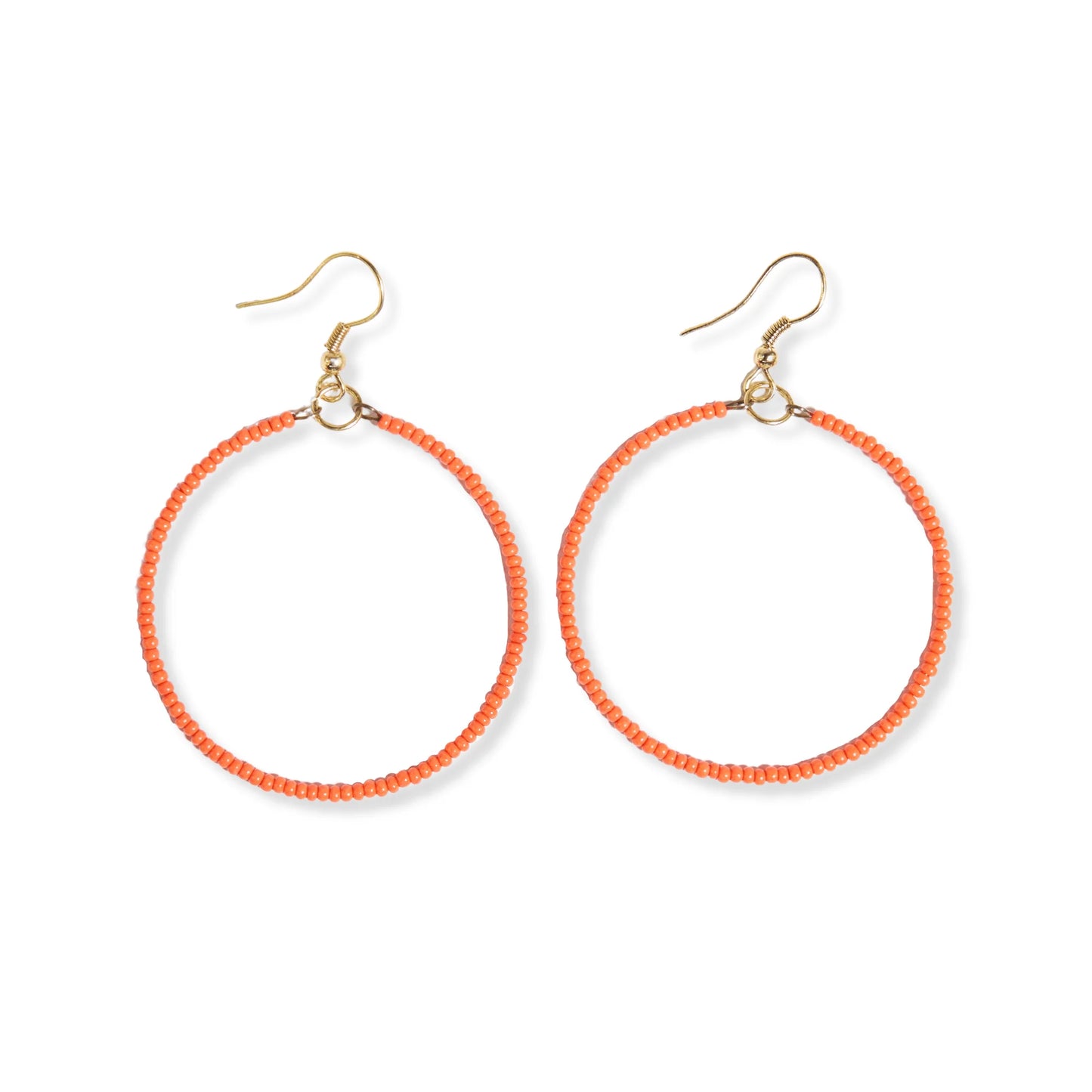 Ruby Solid Beaded Hoop Earrings Coral