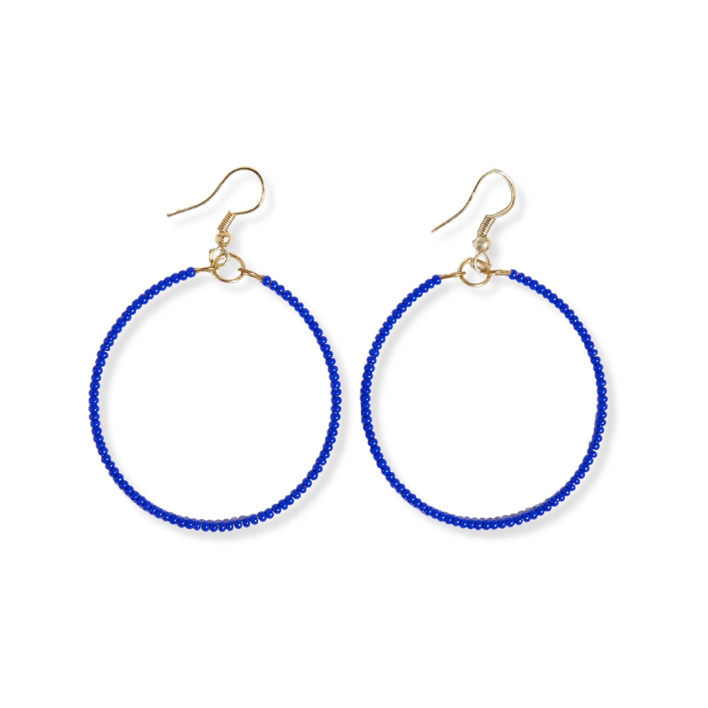 Ruby Solid Beaded Hoop Earrings Lapis