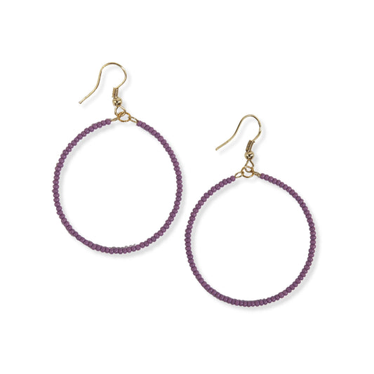 Ruby Solid Beaded Hoop Earrings Lilac