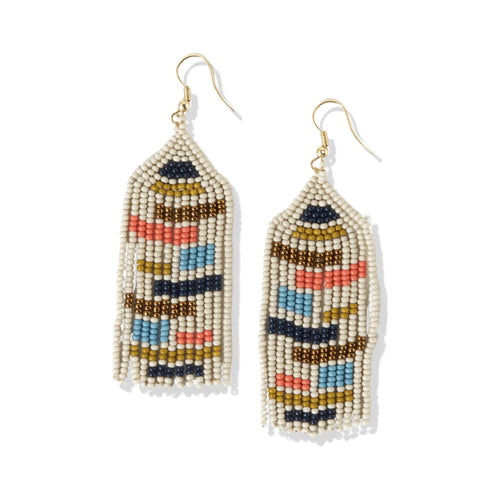 Dolly Color Blocks Beaded Fringe Earrings Multicolor