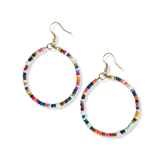 Lucille Confetti Beaded Hoop Earrings in Multicolor