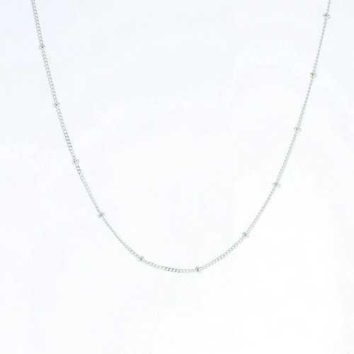 18" Silver Beaded Curb Chain