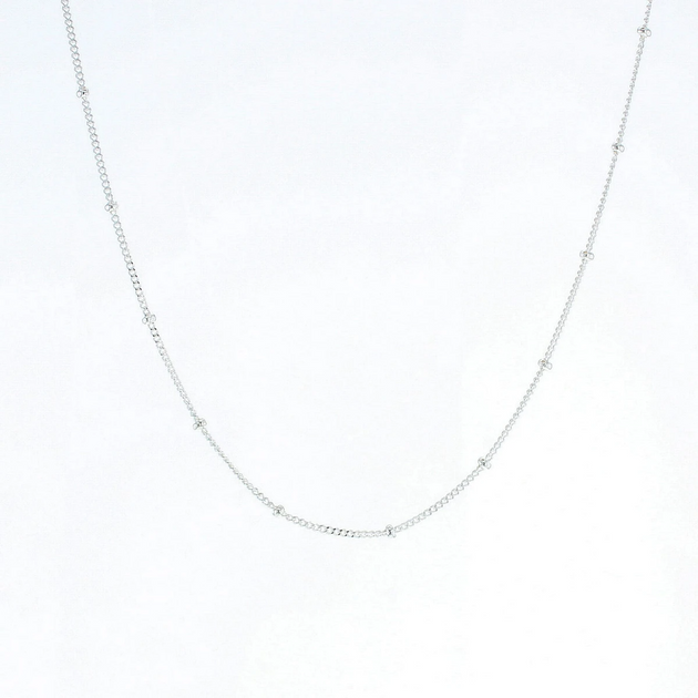 18" Silver Beaded Curb Chain