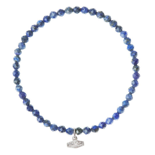 Mini Faceted Stone Stacking Bracelet in Lapis/Silver