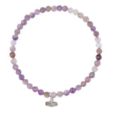 Mini Faceted Stone Stacking Bracelet in Amethyst/Silver