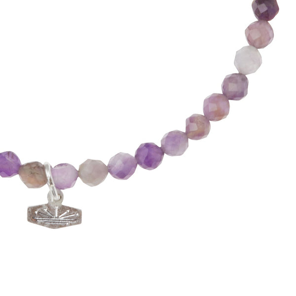 Mini Faceted Stone Stacking Bracelet in Amethyst/Silver