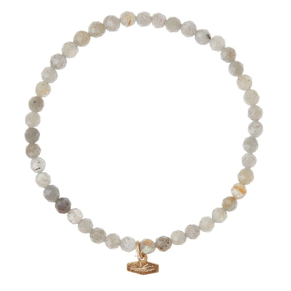 Mini Faceted Stone Stacking Bracelet in Labradorite/Gold
