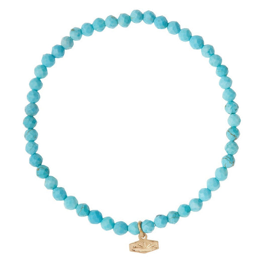 Mini Faceted Stone Stacking Bracelet in Turquoise/Gold