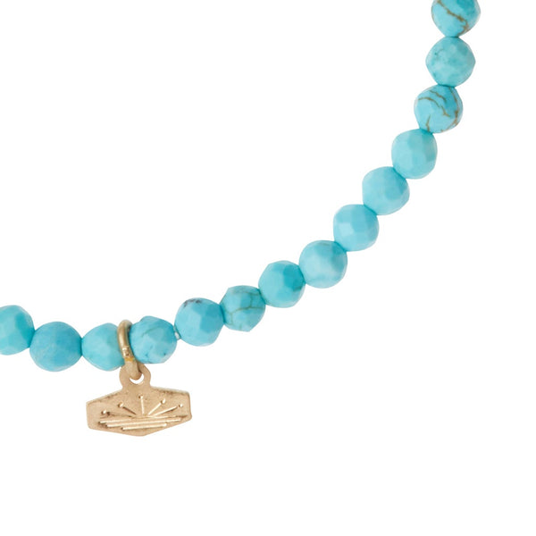 Mini Faceted Stone Stacking Bracelet in Turquoise/Gold