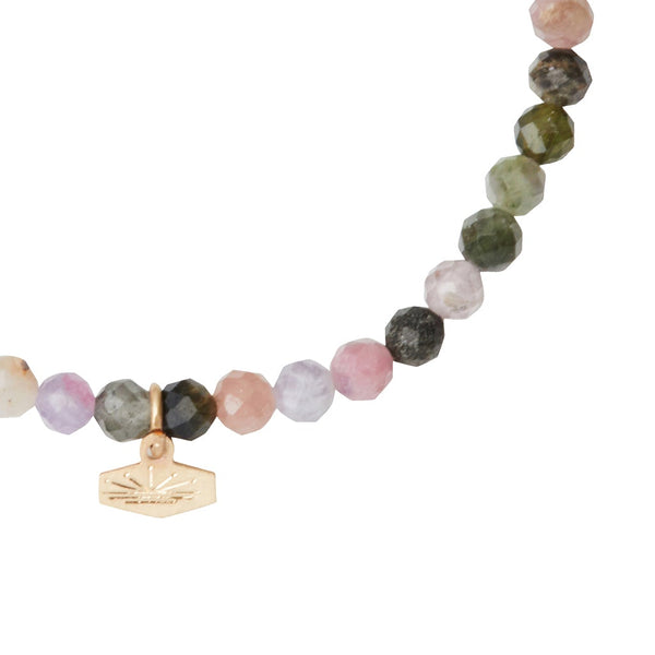 Mini Faceted Stone Stacking Bracelet in Tourmaline/Gold