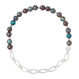 Mini Stone with Chain Stacking Bracelet in Blue Sky Jasper/Silver