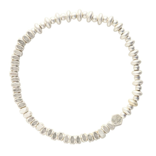 Mini Metal Stacking Bracelet - Mixed Beads Silver