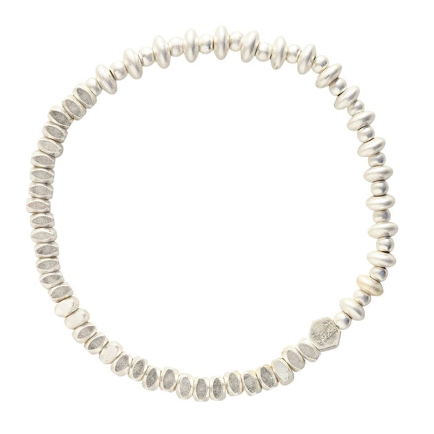 Mini Metal Stacking Bracelet - Mixed Beads Silver