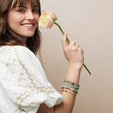 Mini Stone with Chain Stacking Bracelet in Amazonite/Gold