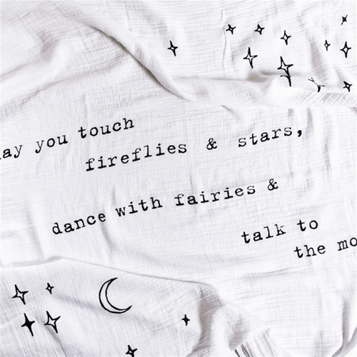 Organic Swaddle Blanket: May You Touch Fireflies