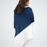 Organic Cotton Travel Poncho in Navy Colorblock