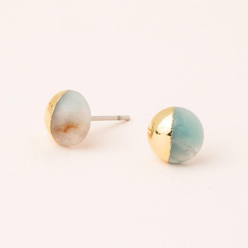 Dipped Stone Stud in Amazonite/Gold