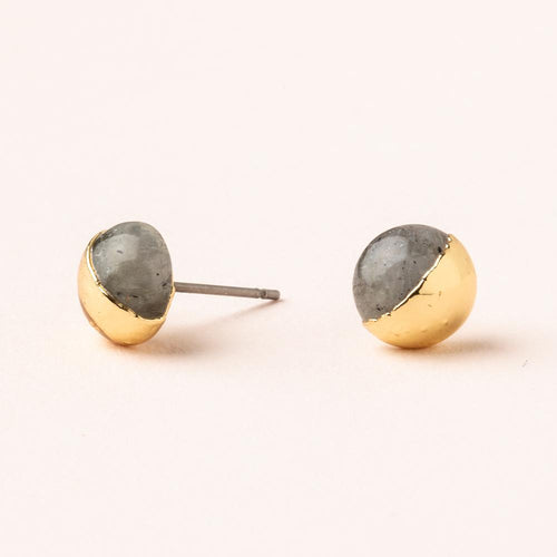 Dipped Stone Stud in Labradorite/Gold