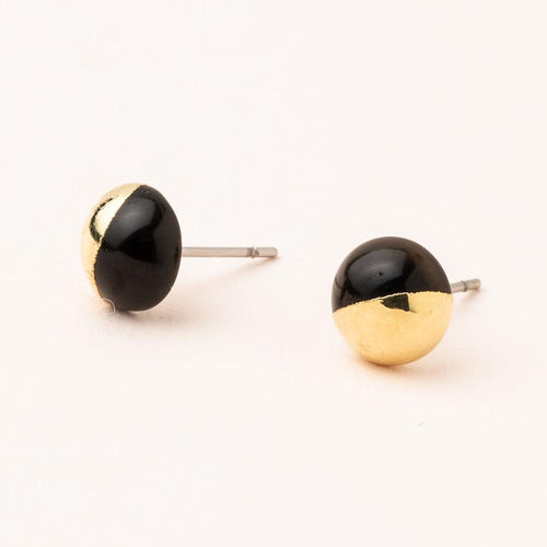 Dipped Stone Stud in Black Spinel/Gold